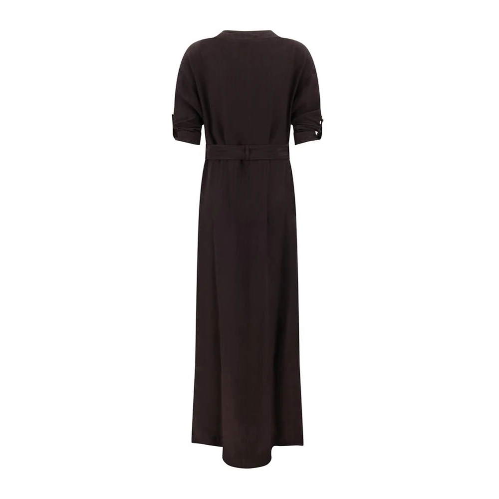 Tom Ford Lange Jurk Met Verstelbare Taille En Voorknoopsluiting Brown Dames