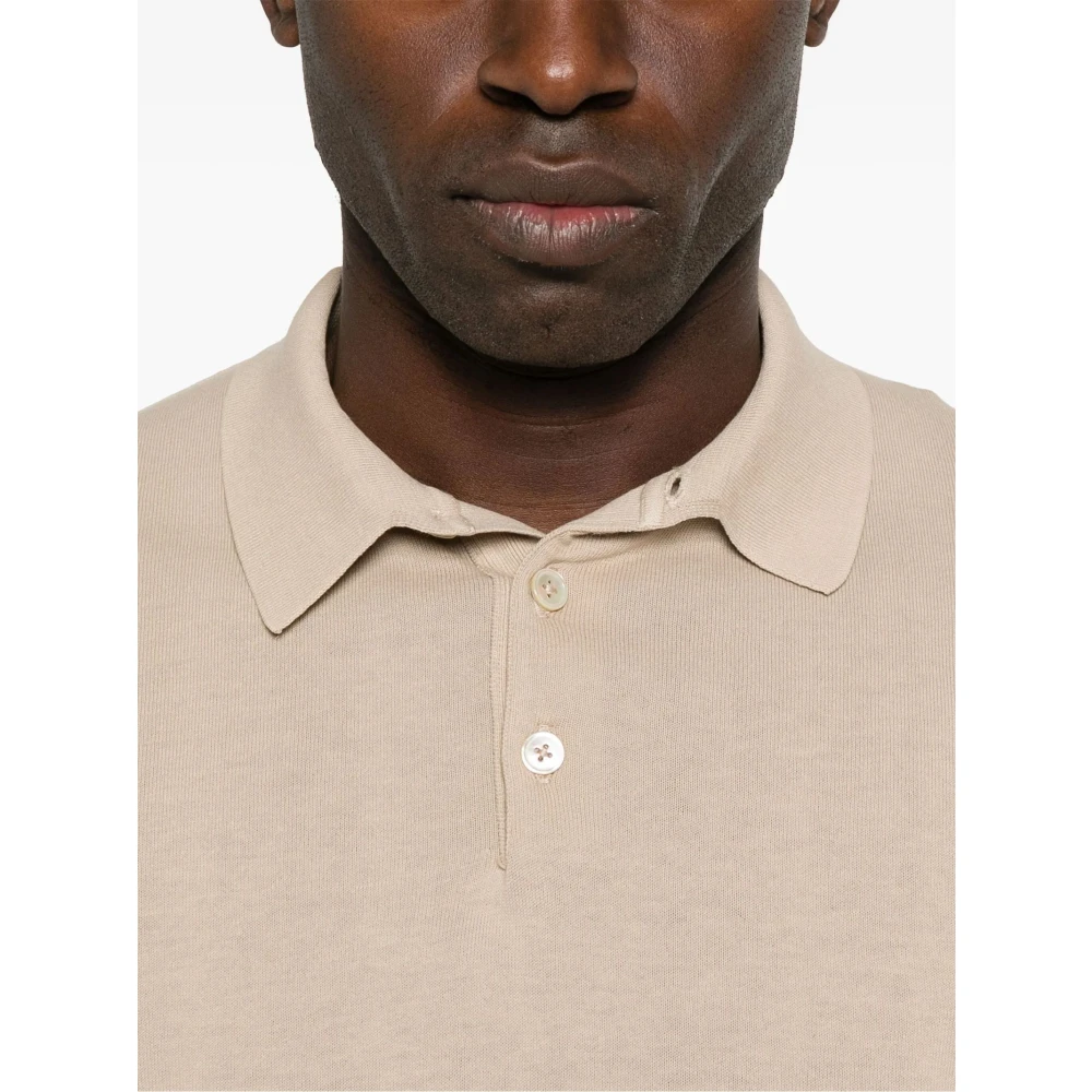 Eleventy Beige Poloshirt met Korte Mouwen Beige Heren
