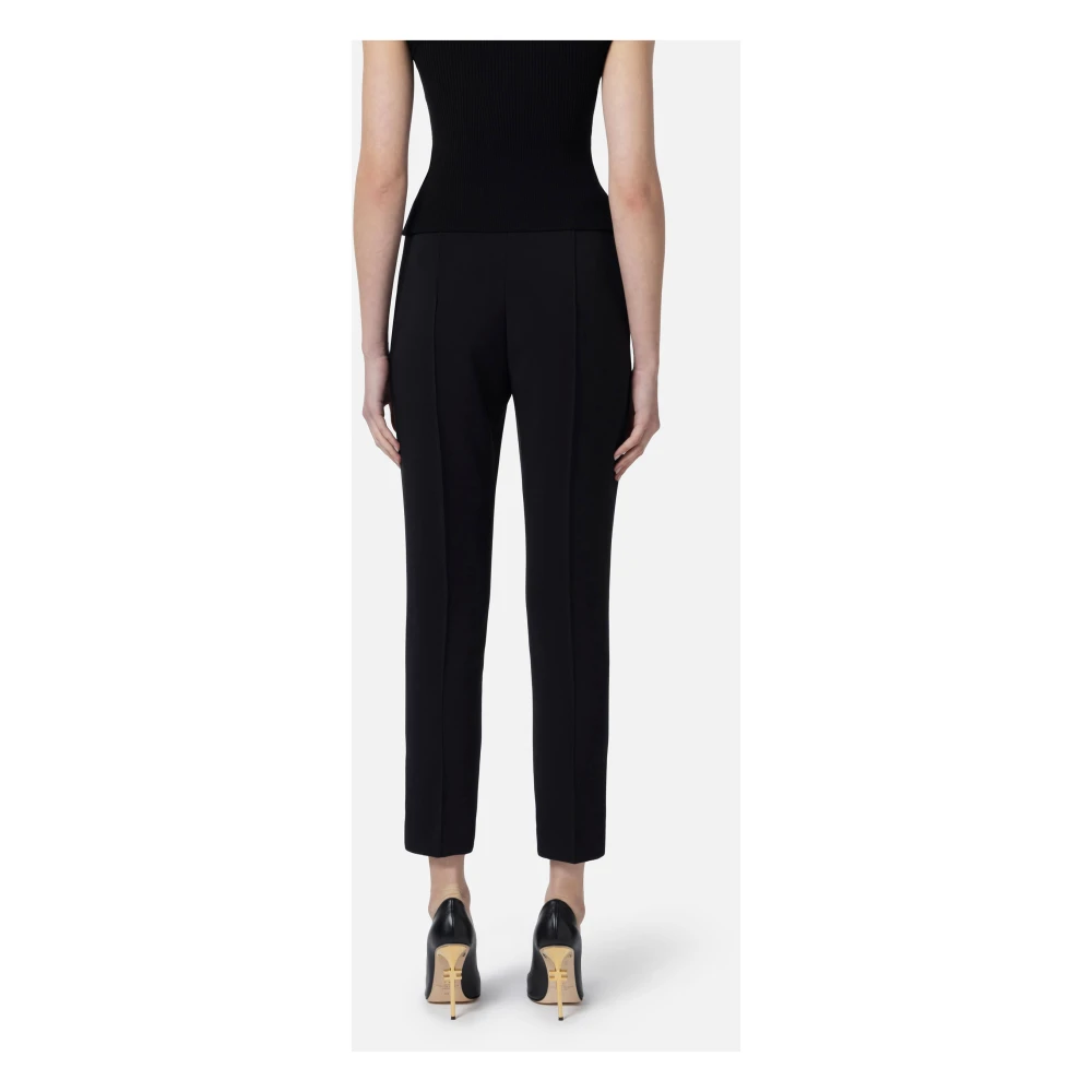 Elisabetta Franchi Zwarte Stretch Crepe Broek Black Dames