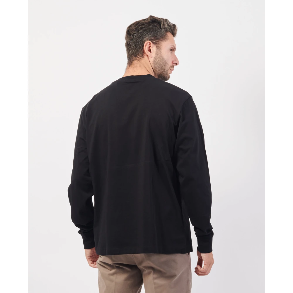 Hugo Boss Zwarte katoenen T-shirt met lange mouwen Black Heren