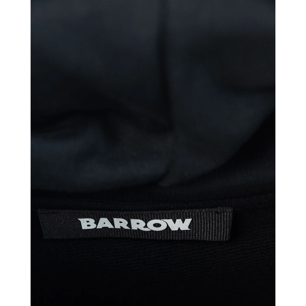 Barrow Zwarte hoodie met print voor en achter Black Heren