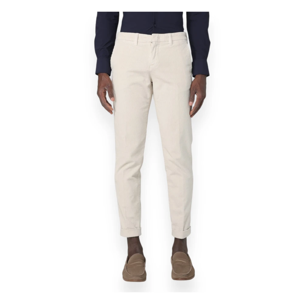 Fay Velours Capri Broek met 500 Strepen Beige Heren