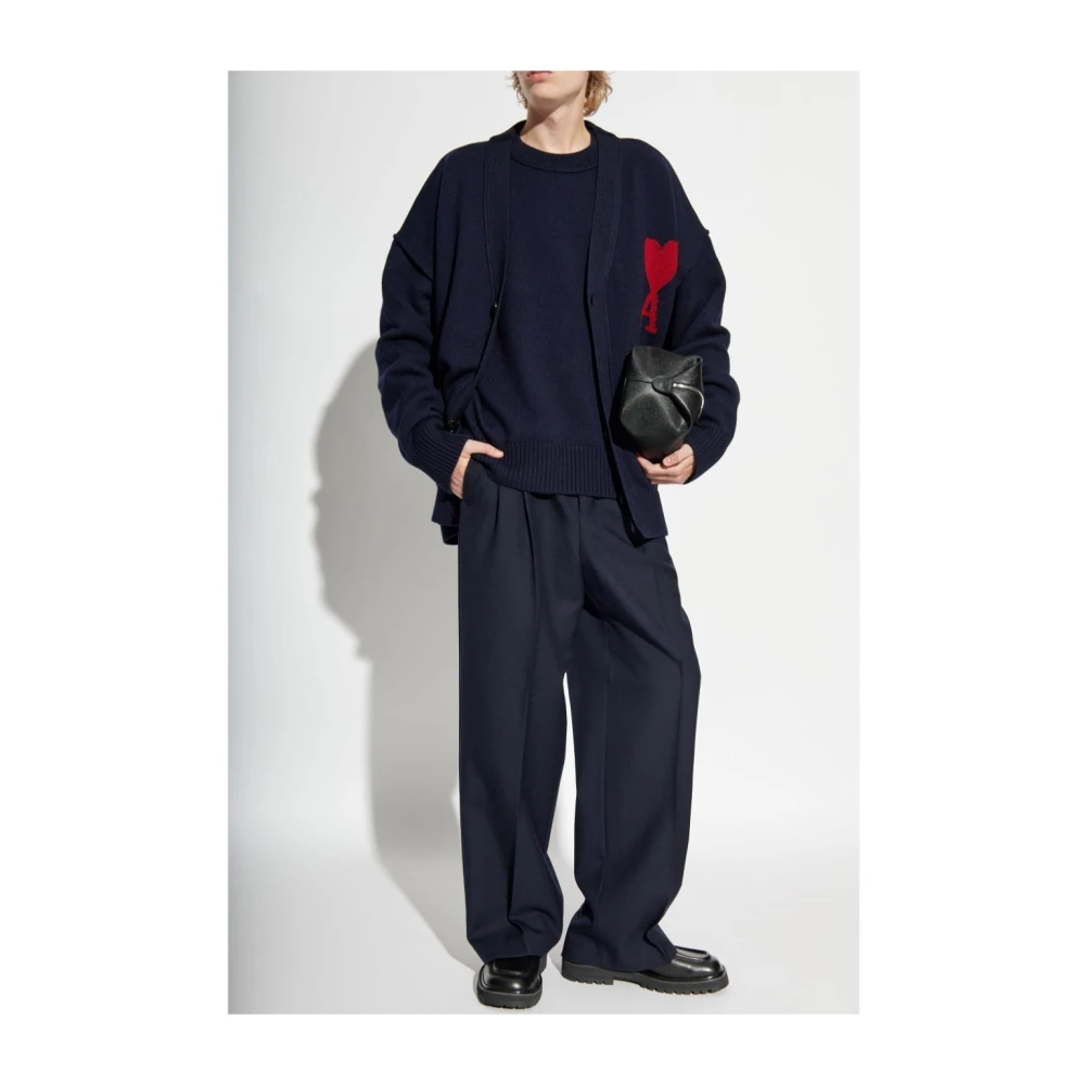 Ami Paris Blauwe Wollen Trui Blue Heren