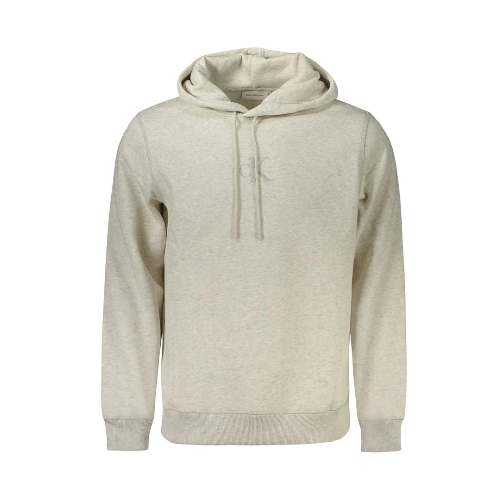 Calvin Klein Grijze hoodie met geborduurd logo Gray Heren