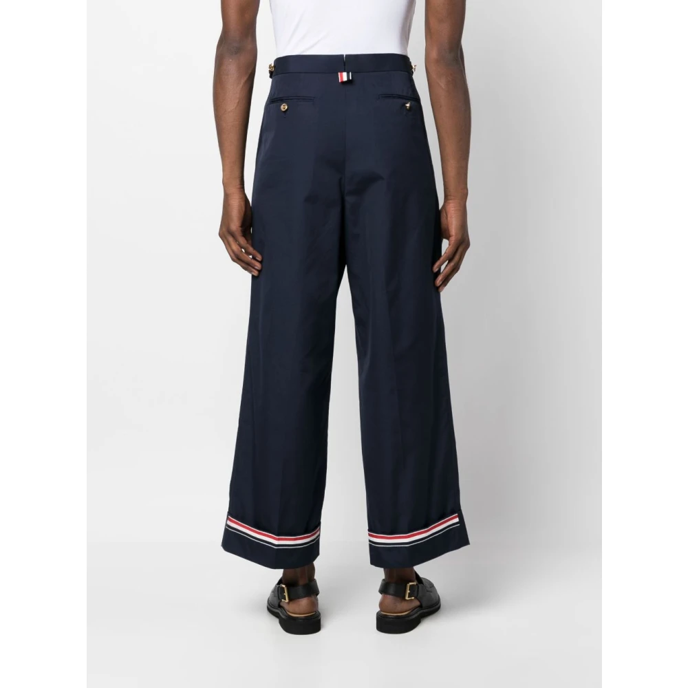 Thom Browne Blauwe Wijde Pijp Geknipte Broek Blue Heren