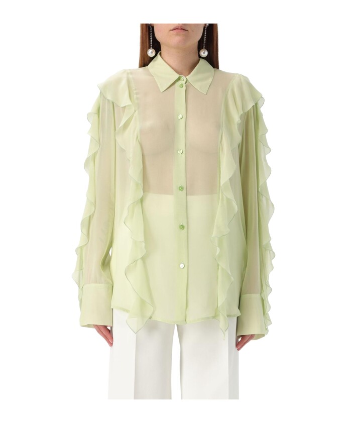chemisier-blouse-en-soie-a-volants-vert