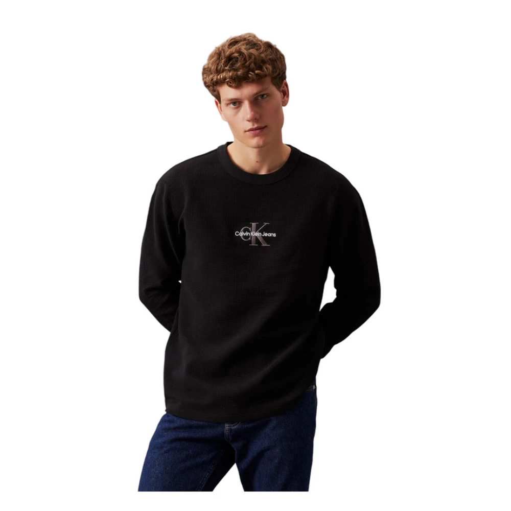 Calvin Klein Jeans Katoenen Heren Sweatshirt Herfst Winter Collectie Black Heren