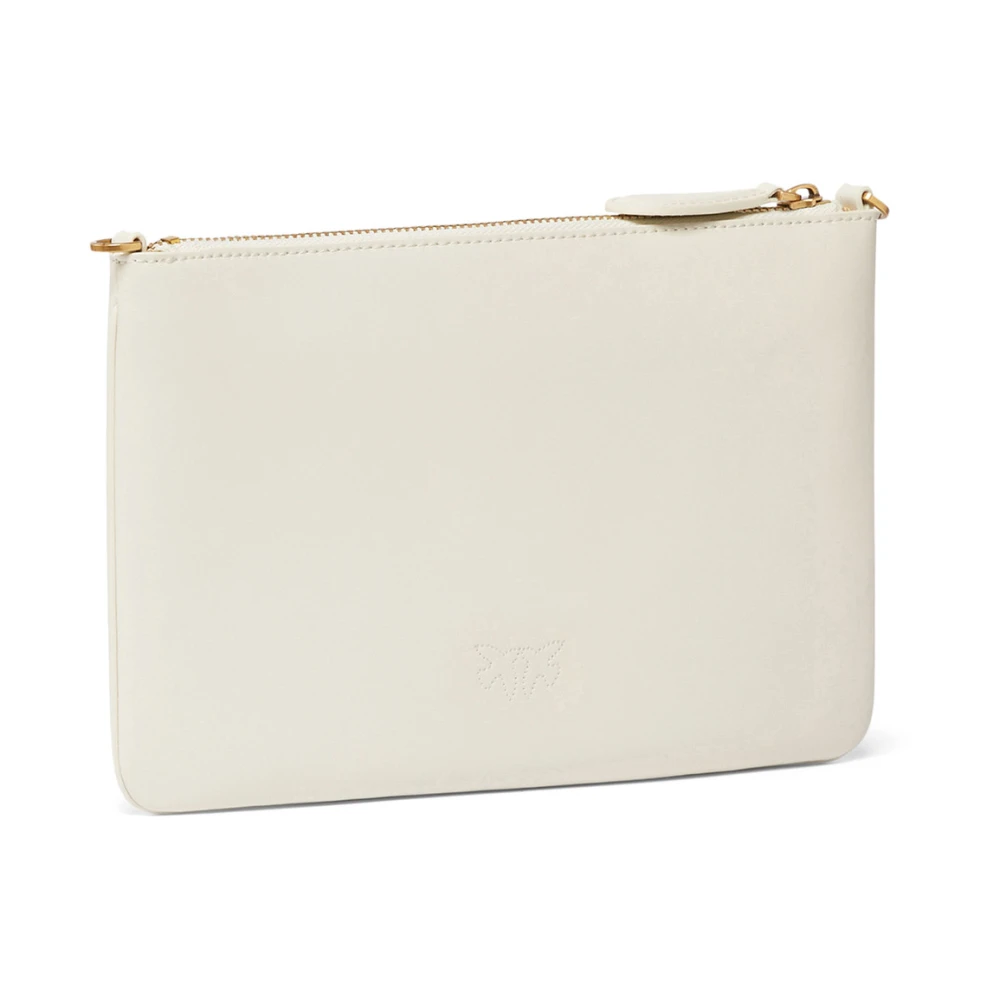 pinko Klassieke leren schoudertas in wit White Dames