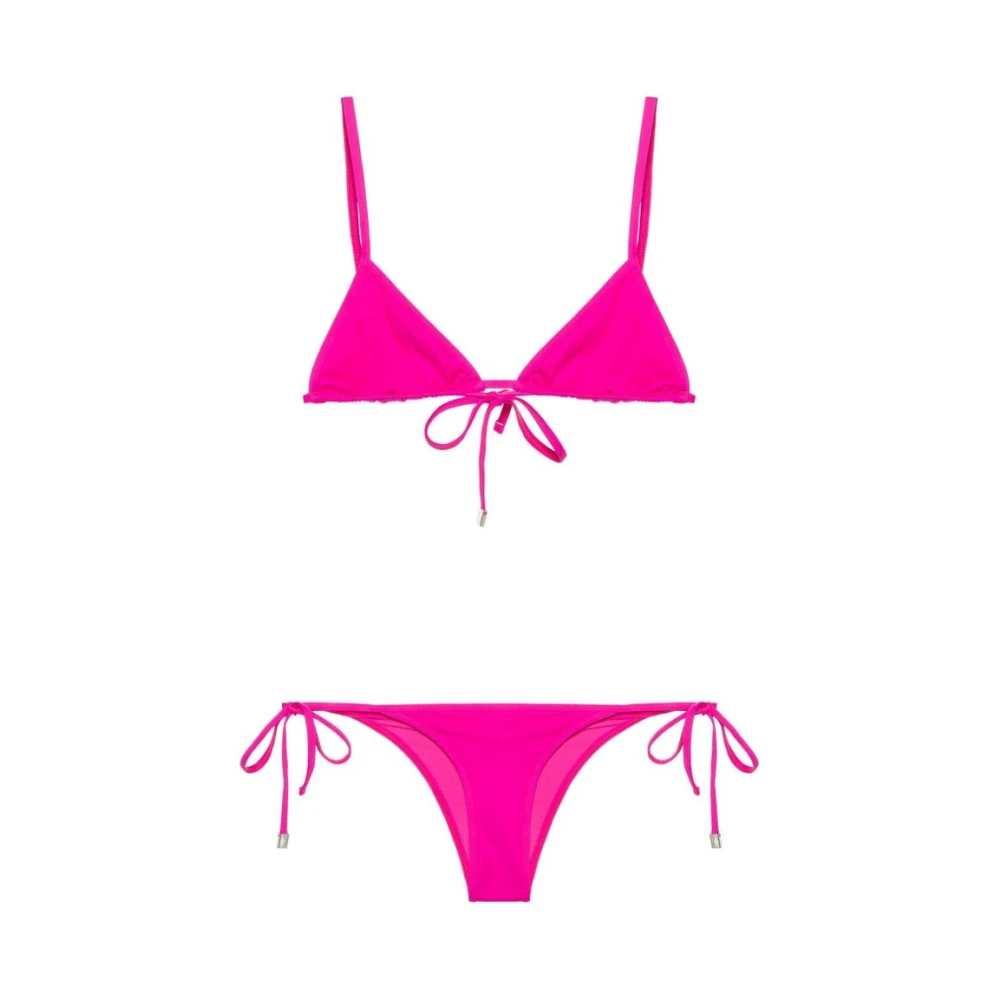 The Attico Fuchsia Roze Driehoek Cup Beachwear Set Pink Dames