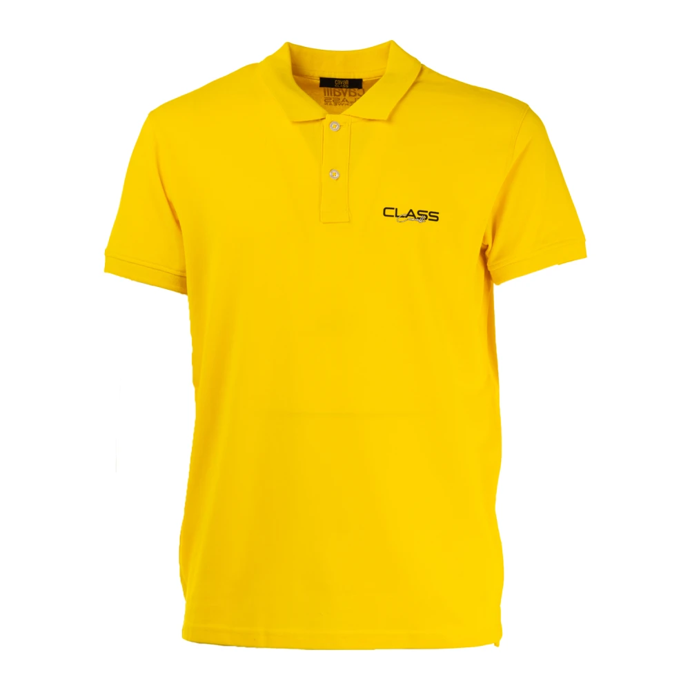 Cavalli Class Gele Katoenen Poloshirt met Logo Yellow Heren