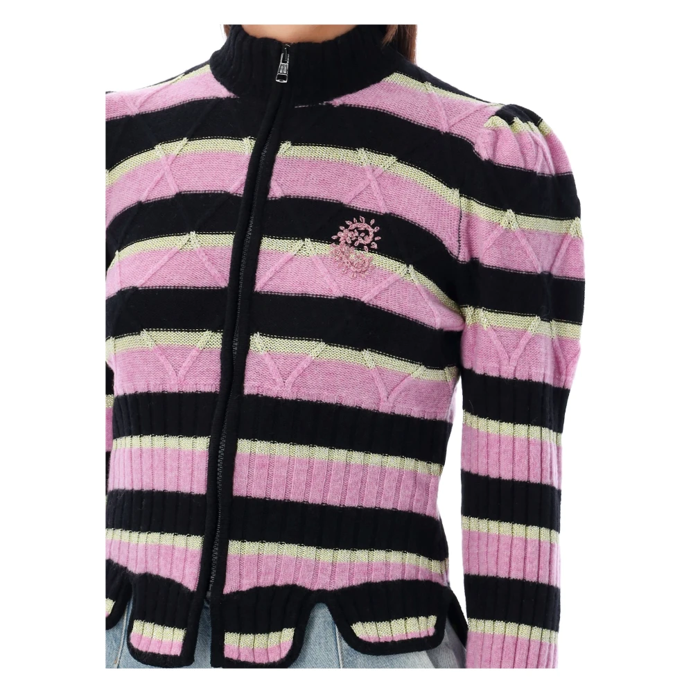 Cormio Divina Gebreide Zip-Up Sweater Roze Geel Multicolor Dames