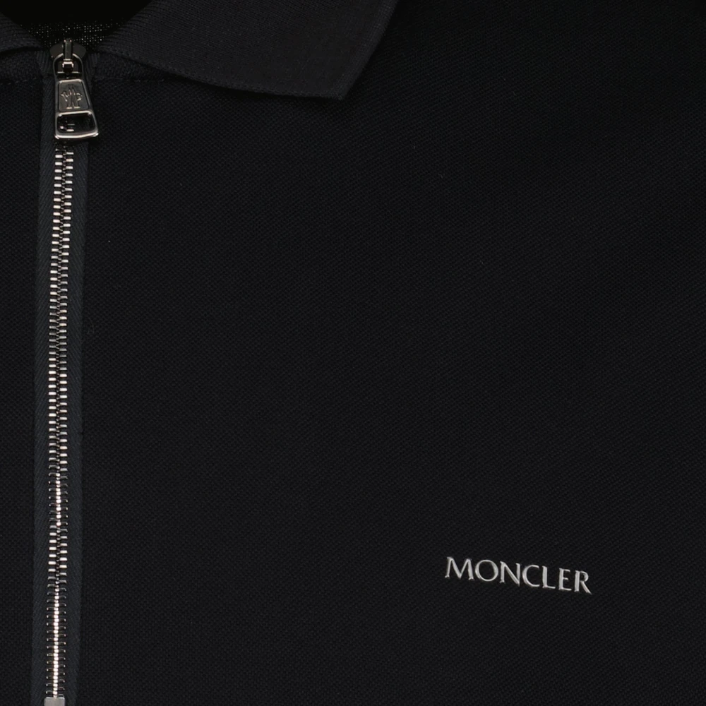 Moncler Zip Polo Shirt Klassiek Korte Mouw Black Heren
