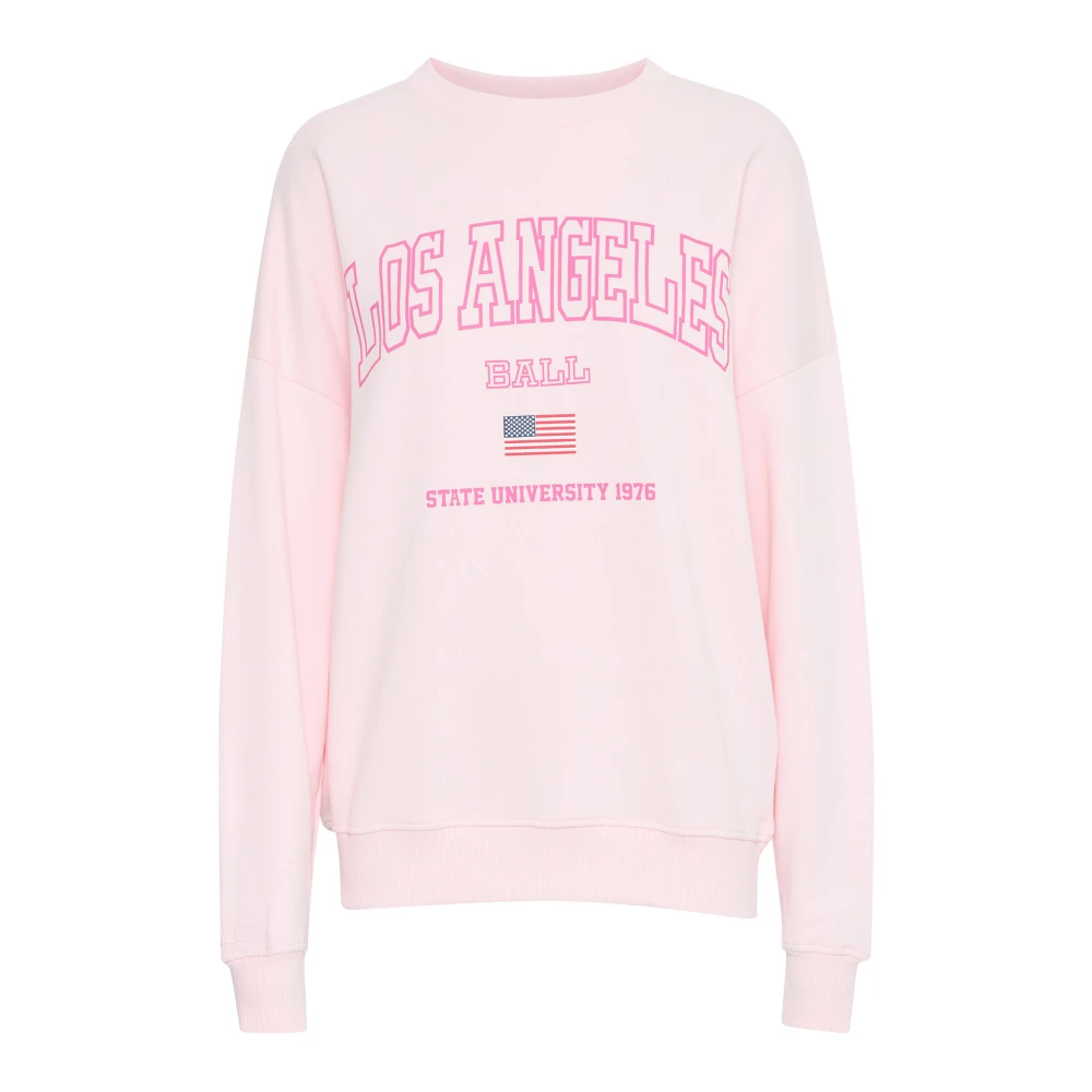Ball Gezellige Milkshake Sweatshirt met Cool Print Pink Dames