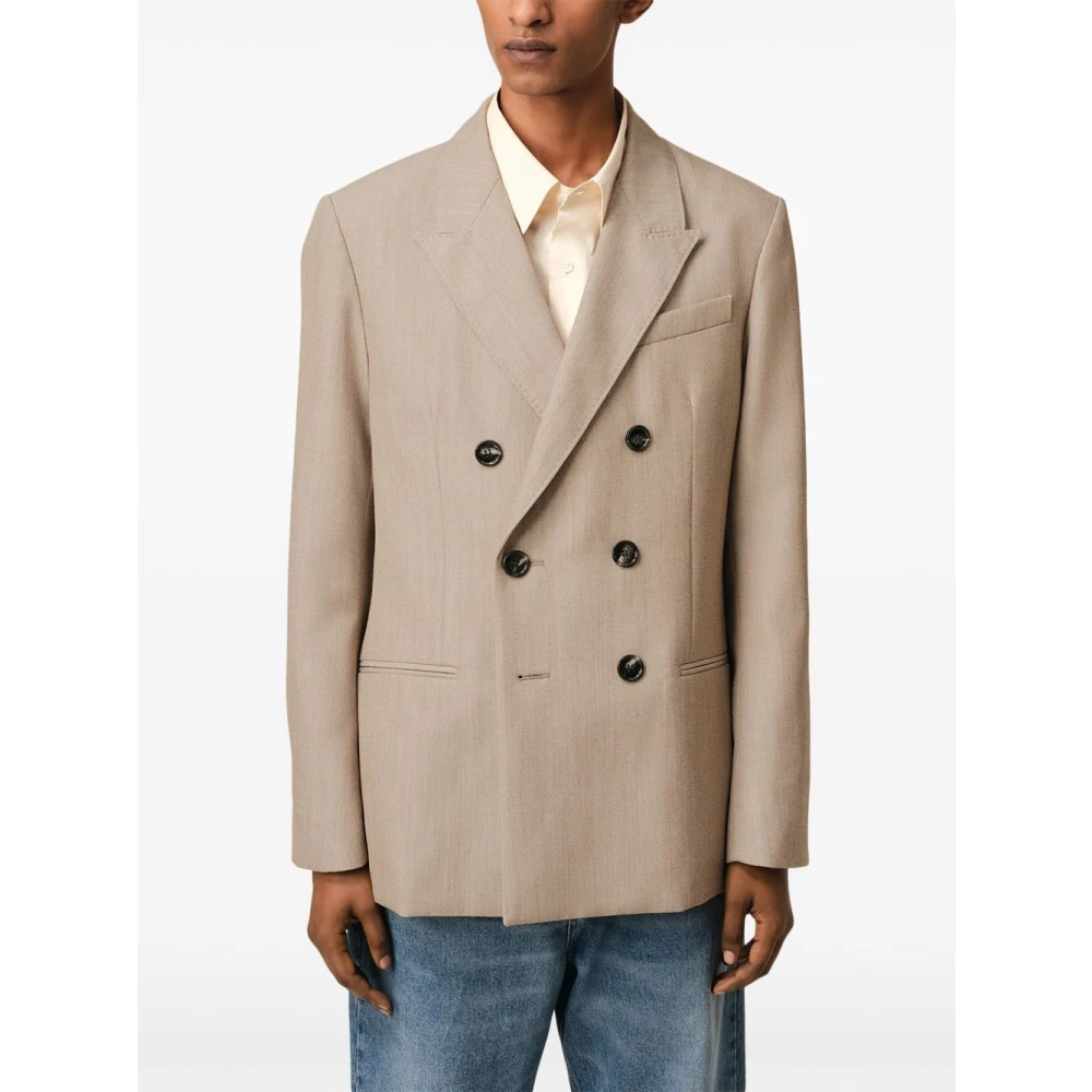 Ami Paris Stijlvol Zwart Splitjasje Beige Dames