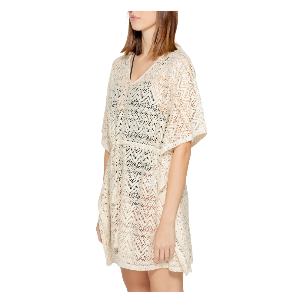 Vero Moda Beige V-hals Korte Mouw Jurk Beige Dames