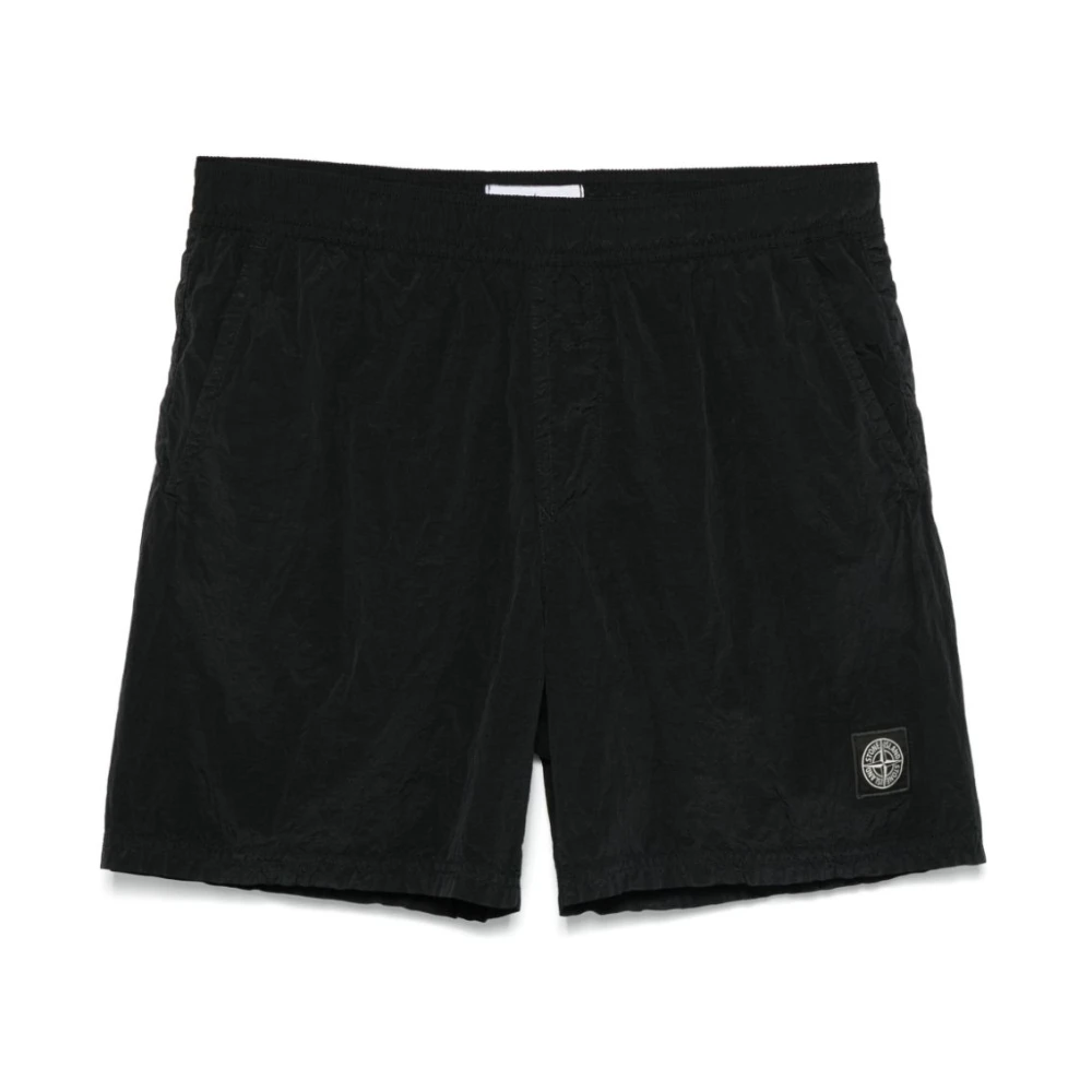 Stone Island Svarta Korta Shorts Black, Herr