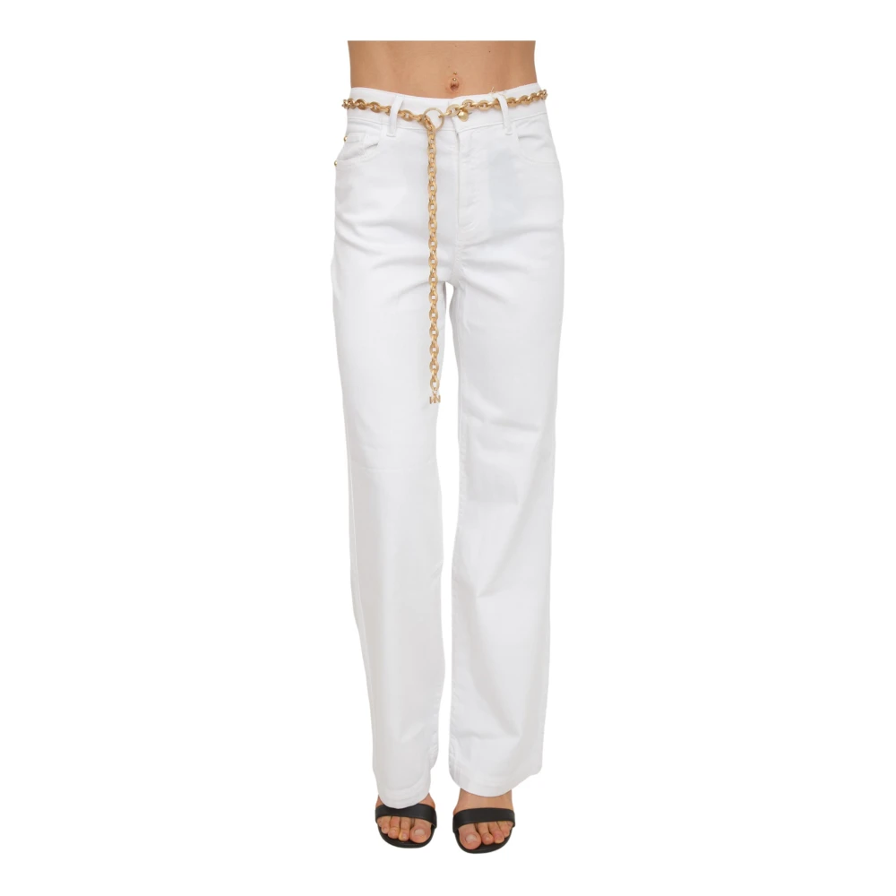 Nenette Vrouw Wit Broeken Dames, W29, Katoen, Pantalone Avorio