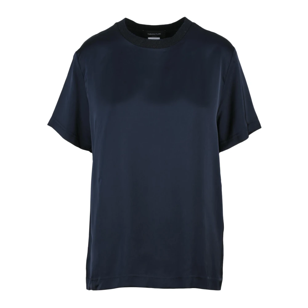 Fabiana Filippi Blue Satin Blouse - Female - T-Shirts - M - Tops