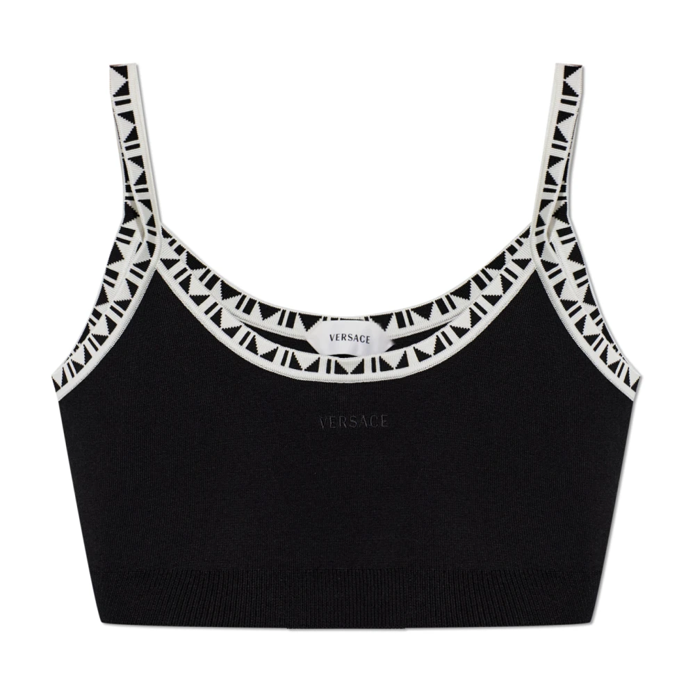 Versace Black Sleeveless Tops, Female, Xl, Short Strappy Top