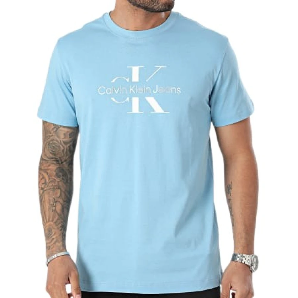 Calvin Klein Jeans Diffused Stacked T-shirt voor mannen Blue Heren