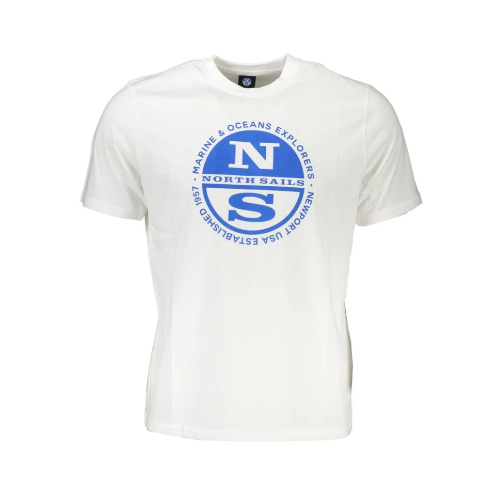 North Sails Katoen Logo Print Korte Mouw T-Shirt White Heren