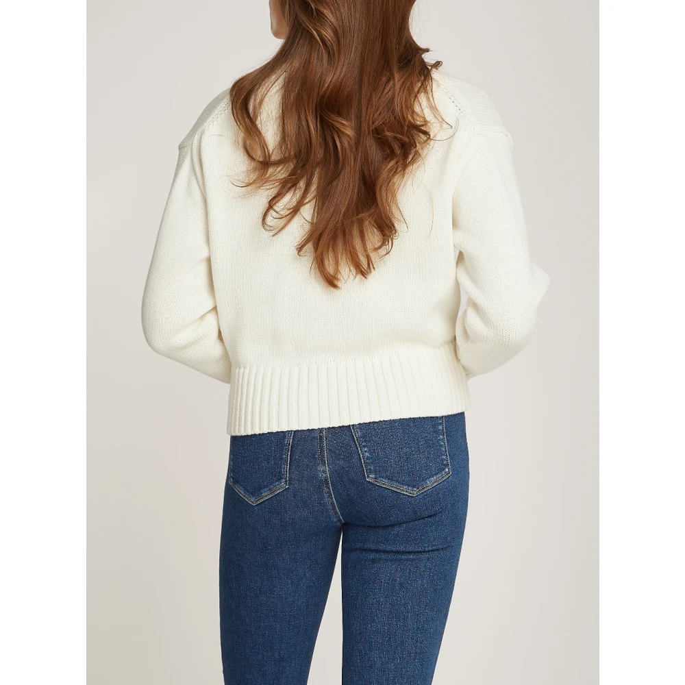 Calvin Klein Chenille Coltrui Trui Ivoor Beige Dames
