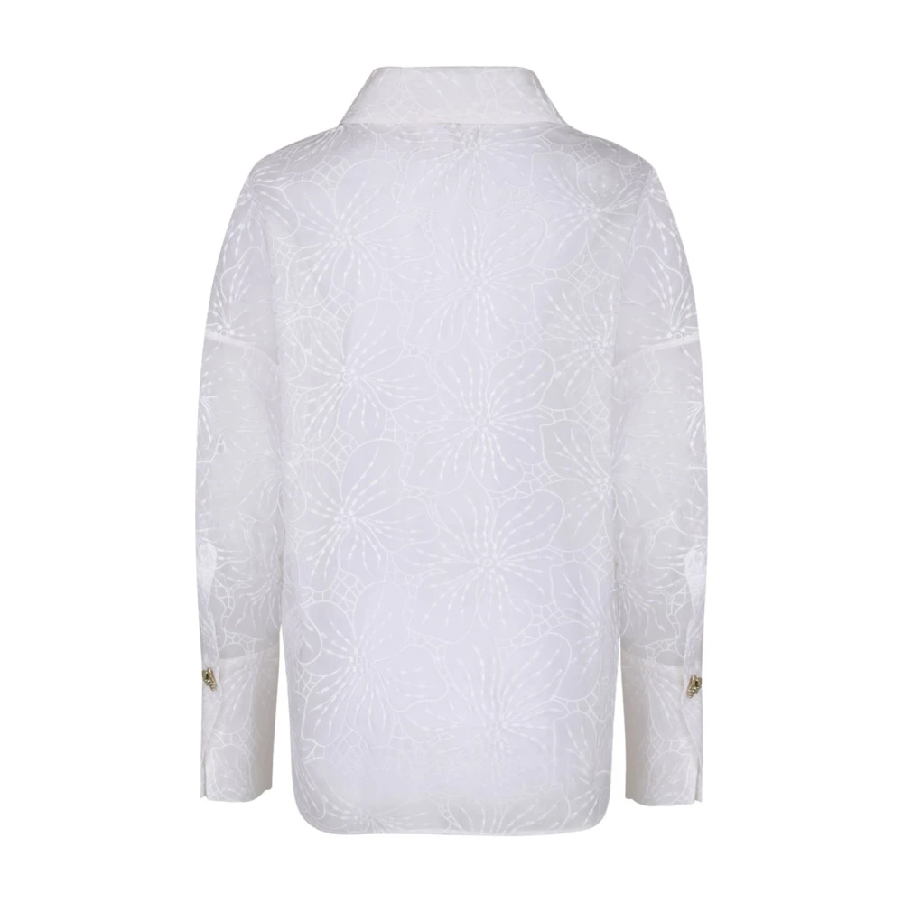 Genny Witte Orchideeën Borduurwerk Shirt White Dames