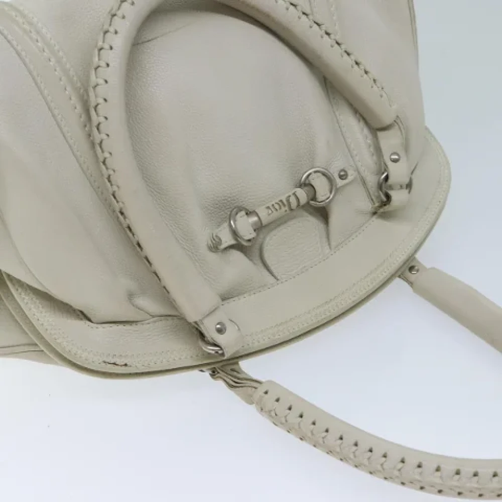 Dior Vintage Pre-owned Leather handbags White Dames