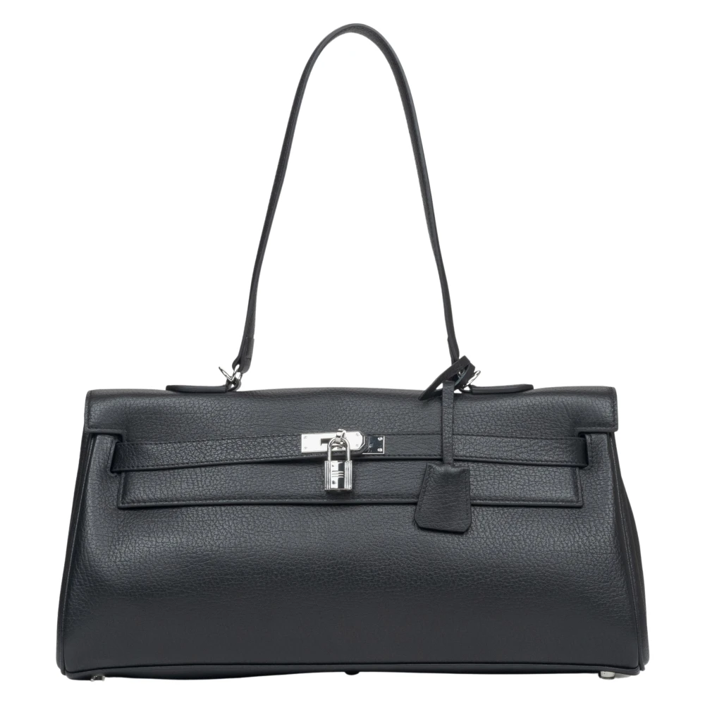 Estro Zwarte schoudertas voor vrouwen met zilverkleurige hardware Black Dames