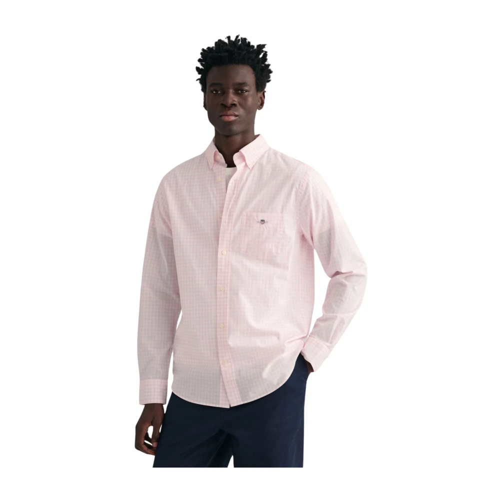 Gant Vichy Check Poplin Overhemd Pink Heren