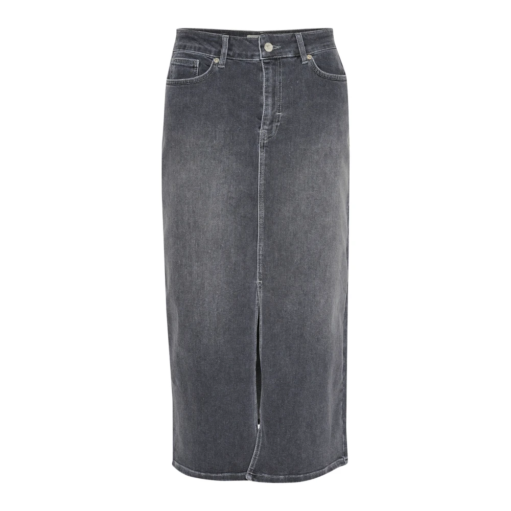 Part Two Grijze Denim Rok Klassieke Stijl Gray Dames