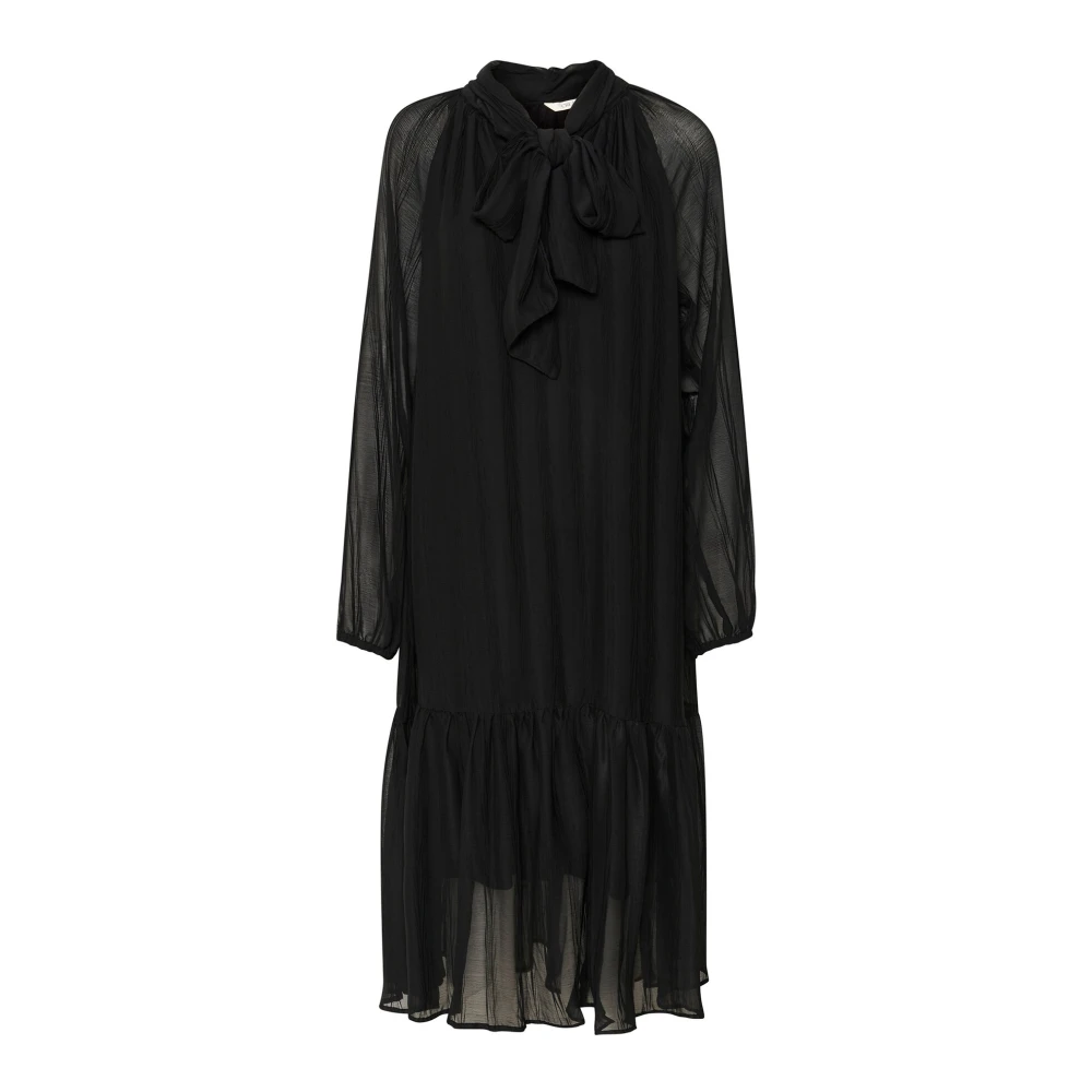 Cream Zwarte Jurk met Striknek Black Dames