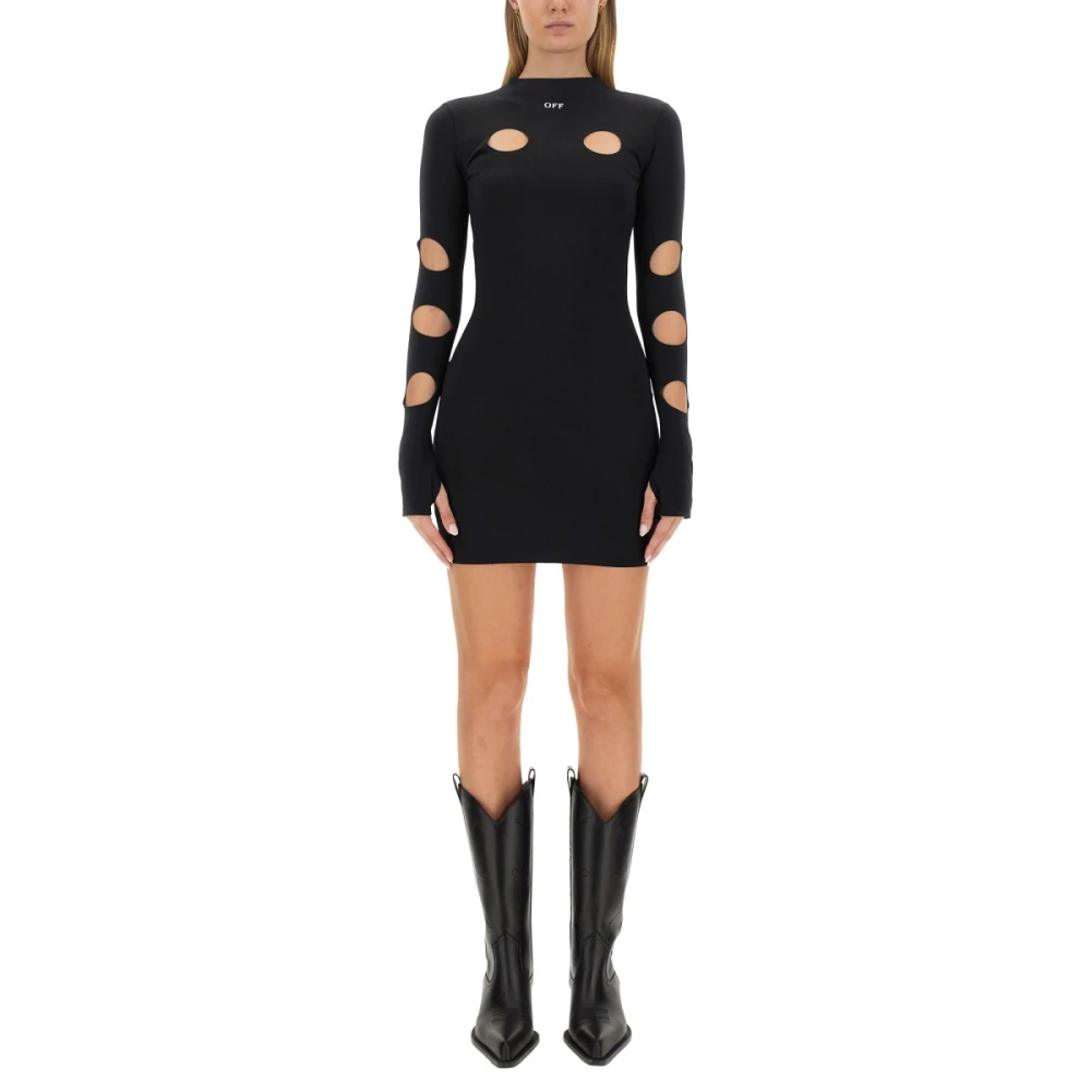 Off White Strakke Mini Jurk Black Dames