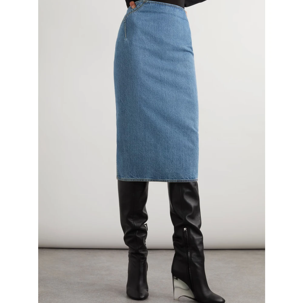 Alaïa Vintage Blauwe Denim Pencil Rok Blue Dames