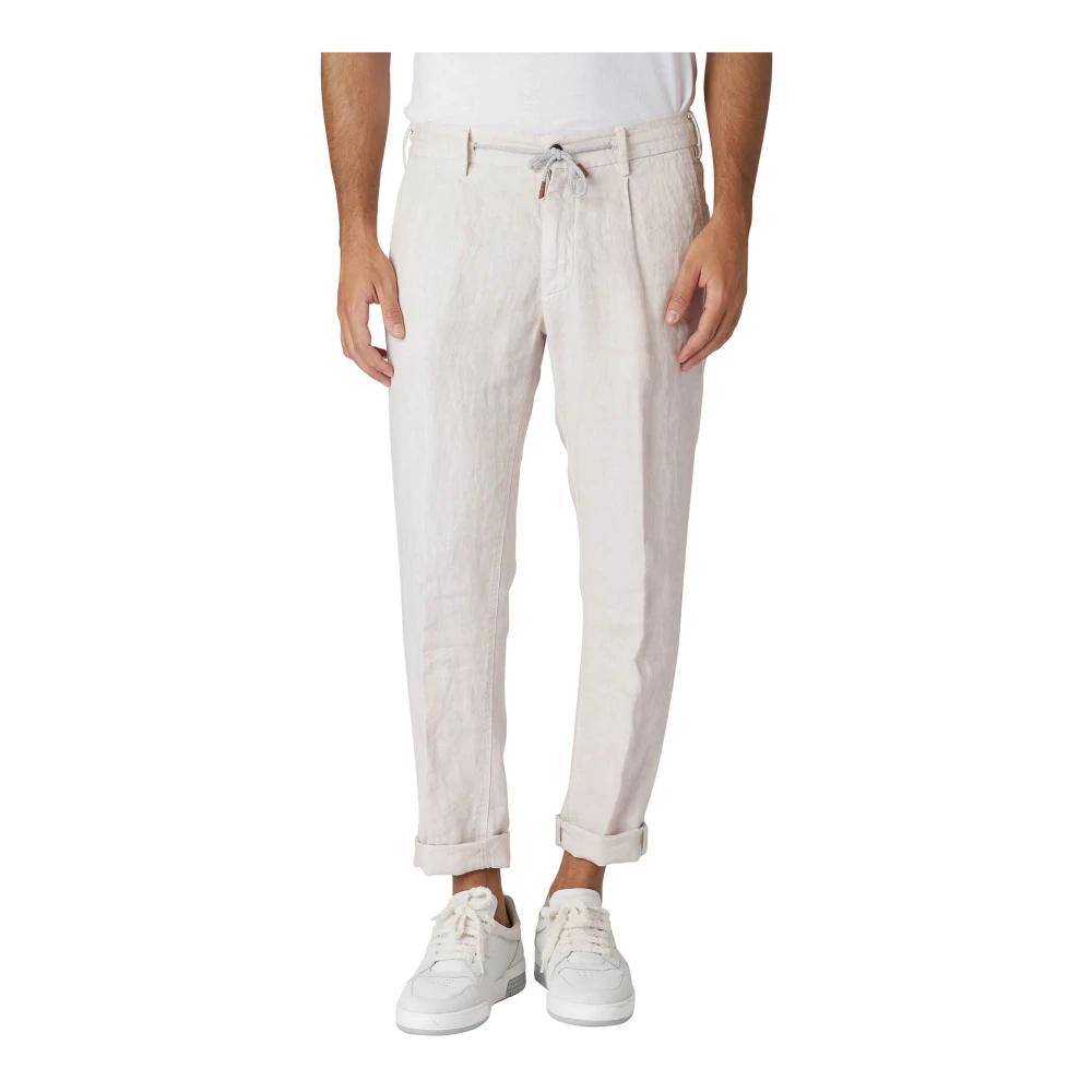 Eleventy Linnen Jogger Broek Beige Heren