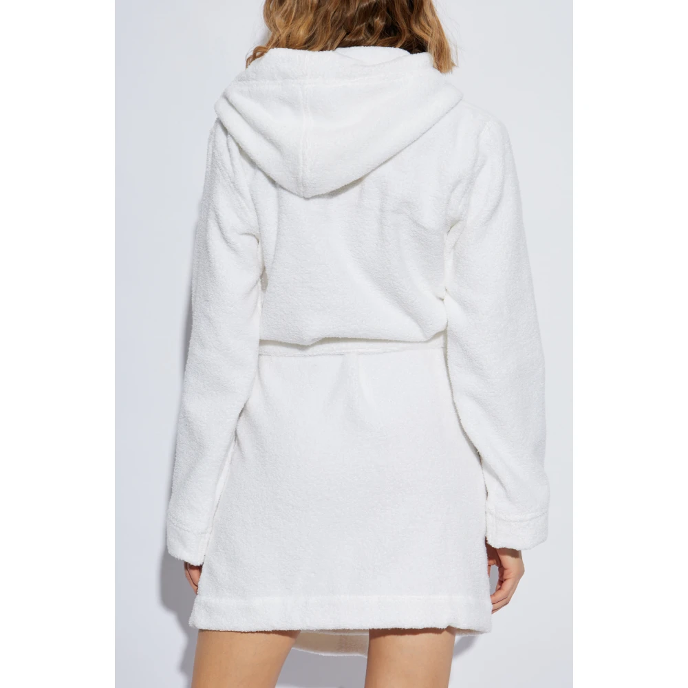 Moschino Katoenen badjas met capuchon White Dames