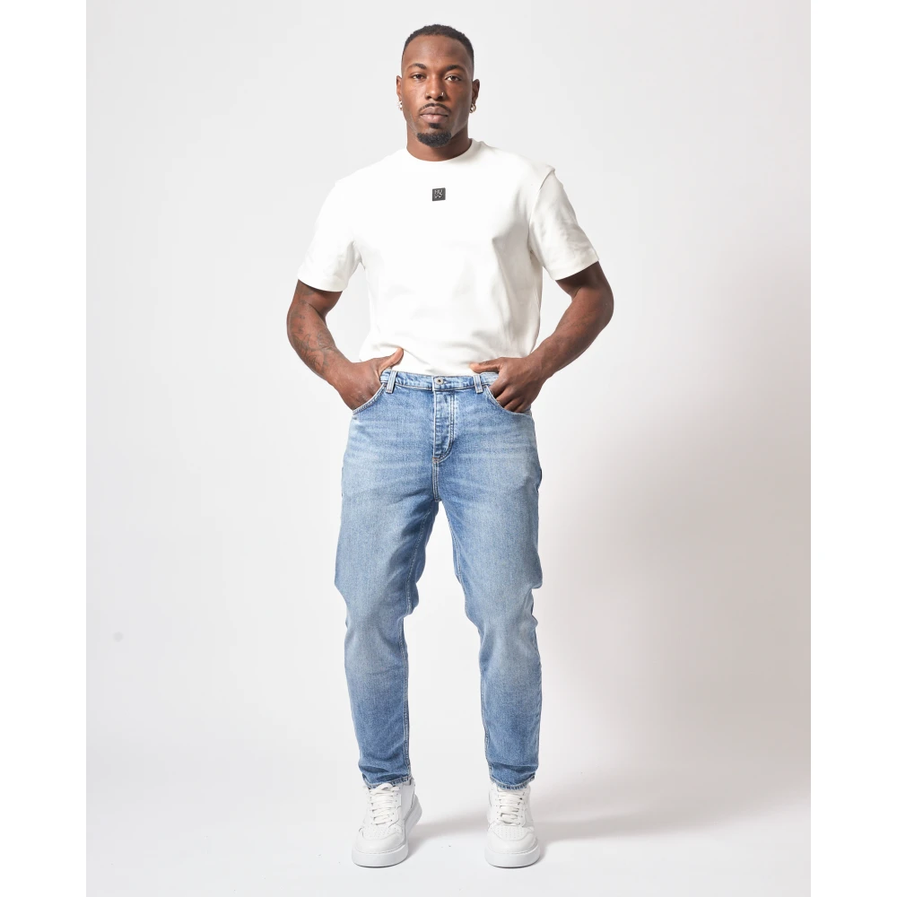 Hugo Boss Blauwe Elastische Katoenen 5-Pocket Jeans Blue Heren