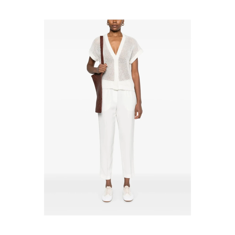 PESERICO Witte elastische tailleband broek White Dames