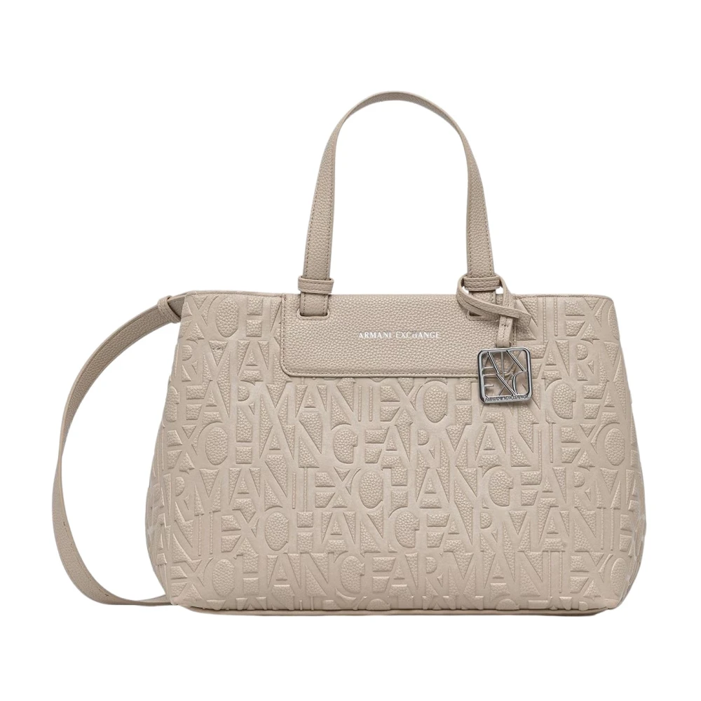 Armani Exchange Shopping Bag Lucida Con Logo Goffrato E Charm - Immagine 2