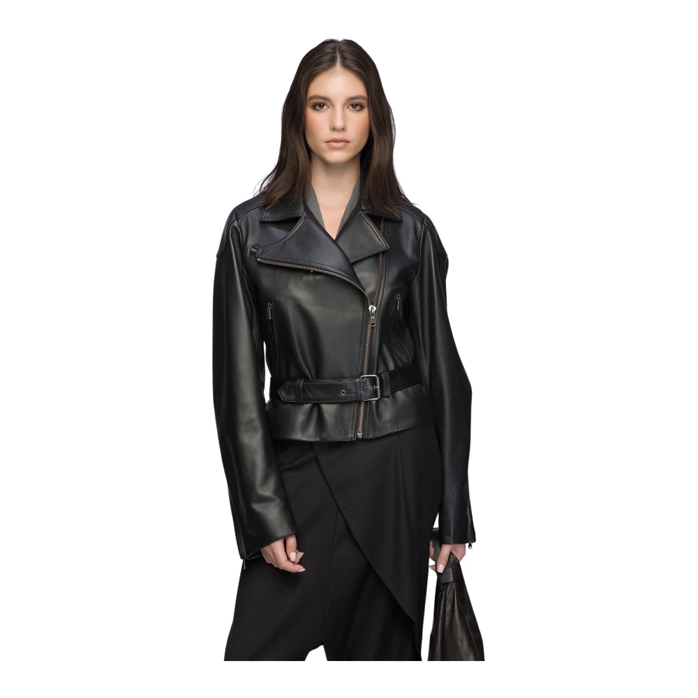 Vespucci by VSP Carla Zwarte leren jas Black Dames