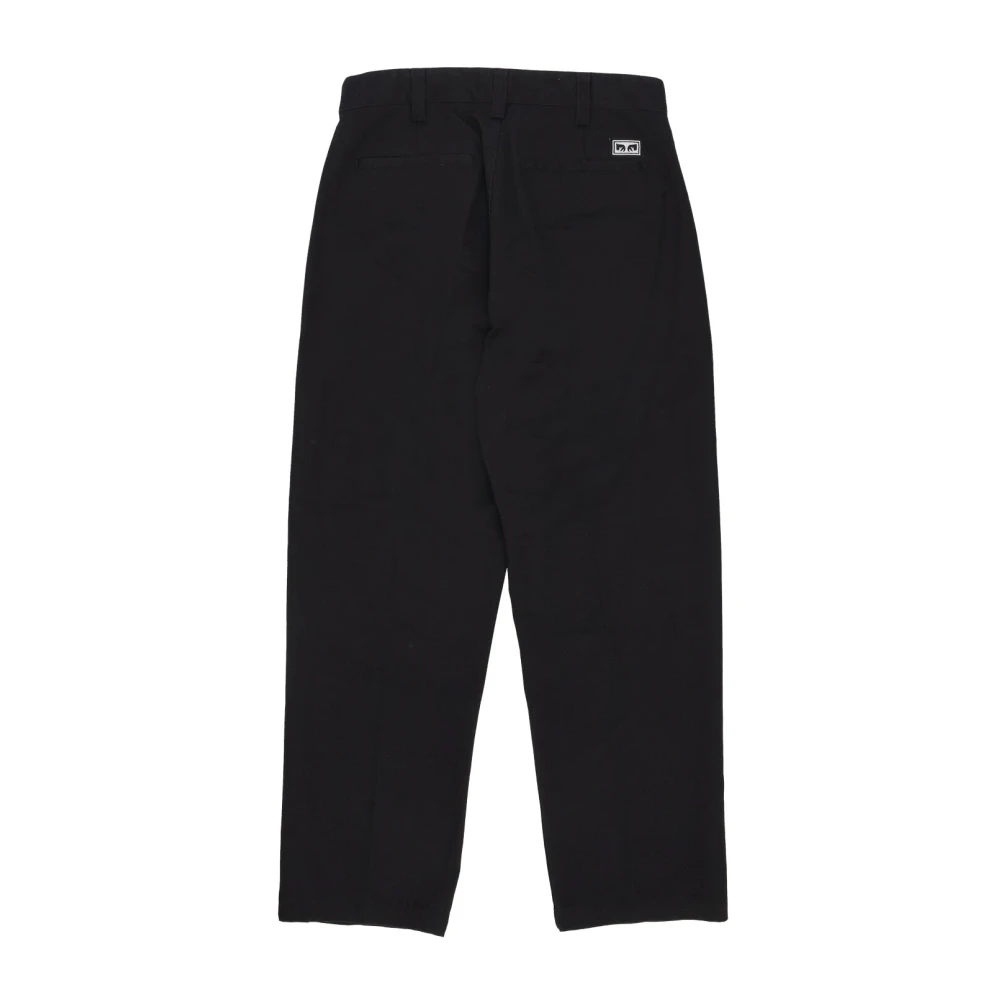 Obey Zwarte werkbroek katoenen keper recht Black Heren