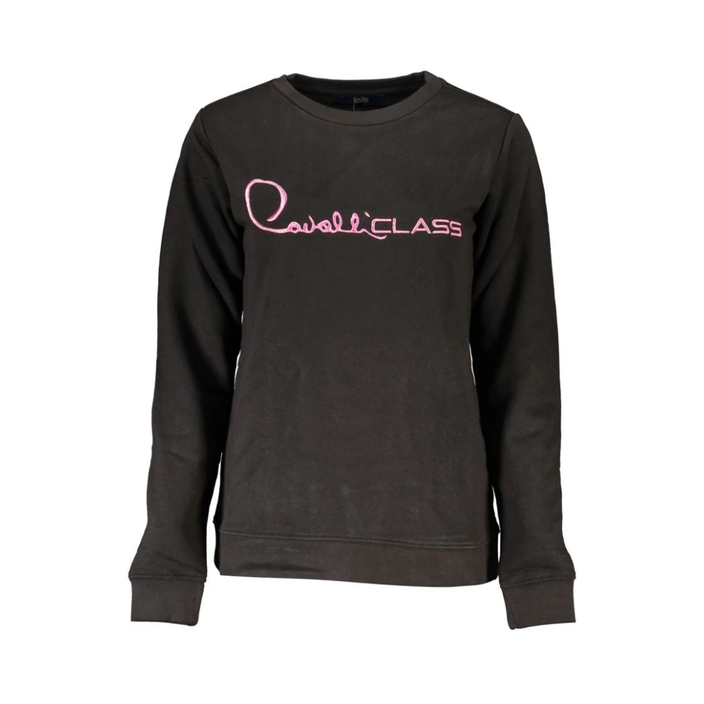 Cavalli Class Zwarte Geborduurde Sweater met Lange Mouwen Black