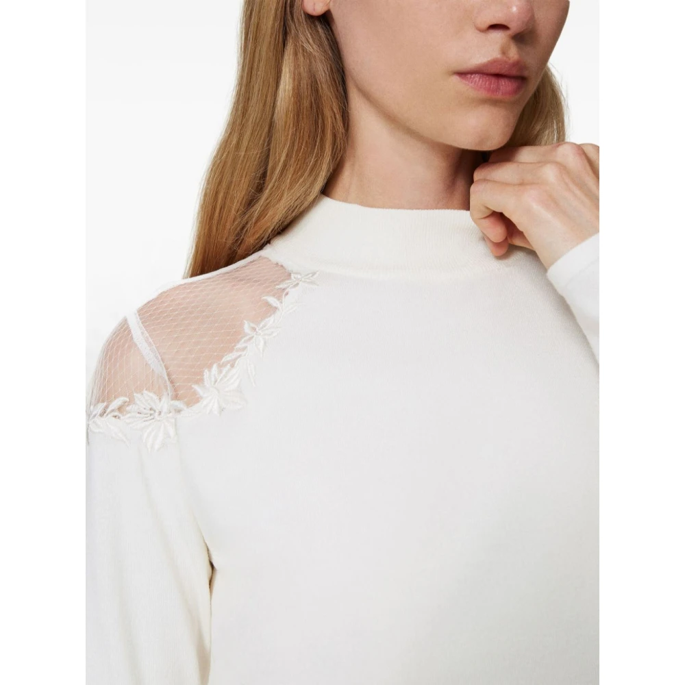Twinset Witte Gebreide Trui met Geborduurd Ontwerp White Dames