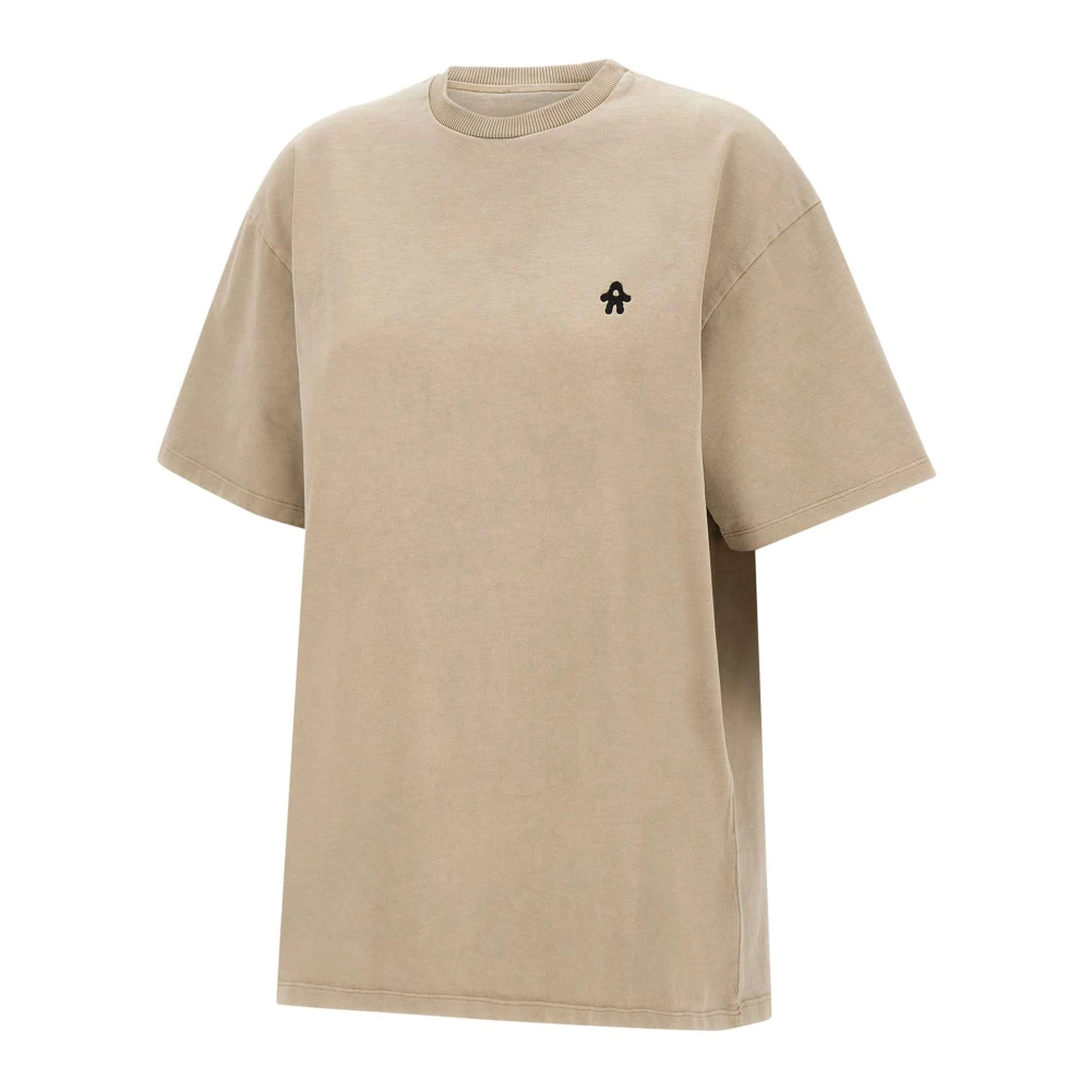 Avavav Beige Katoenen T-shirt met Geborduurd Logo Beige Dames
