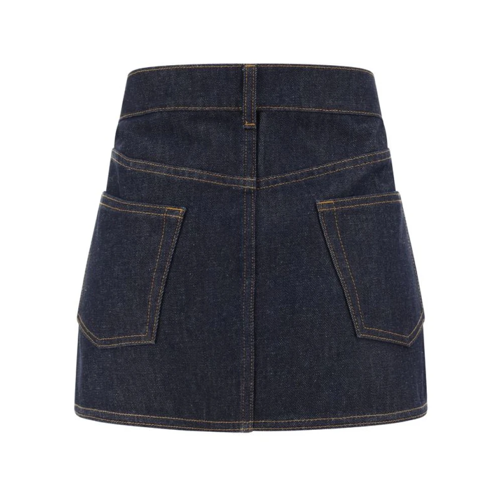 Coperni Denim Mini Rok met Wikkel Sluiting Blue Dames