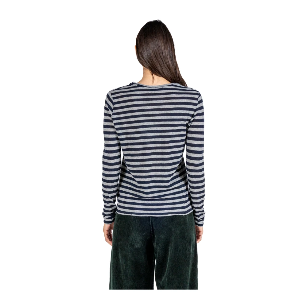 Phisique du Role Gestreept Gebreid T-shirt met Lange Mouwen Gray Dames