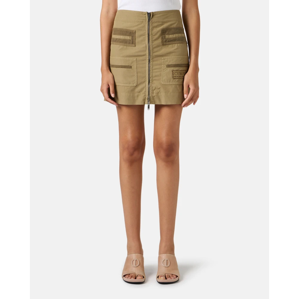 Iceberg Modderkleurige korte rok van katoenen parachute canvas Beige Dames