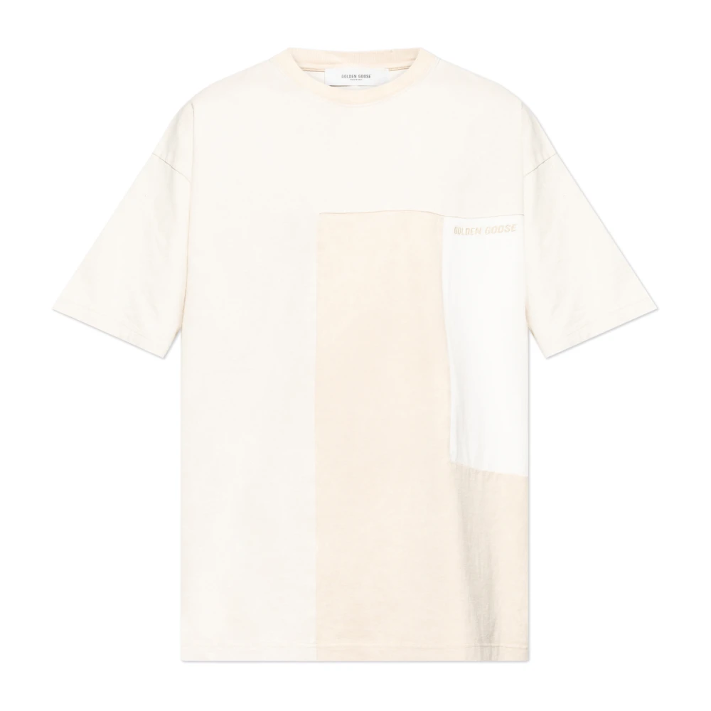 Golden Goose Men's Beige/Golden Vintage-Effect T-Shirt