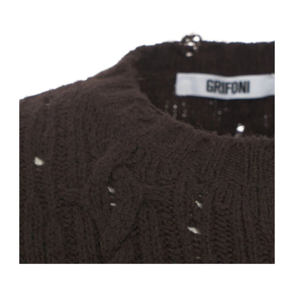 Mauro Grifoni Bruine Gebreide Trui Aw24 Handwas Brown Heren