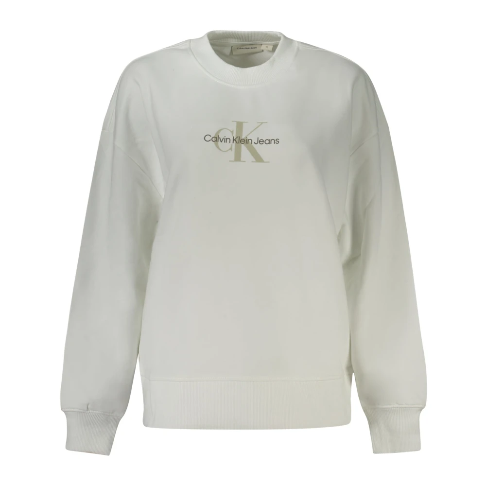 Calvin Klein Witte Sweatshirt met Lange Mouwen Logo White Dames